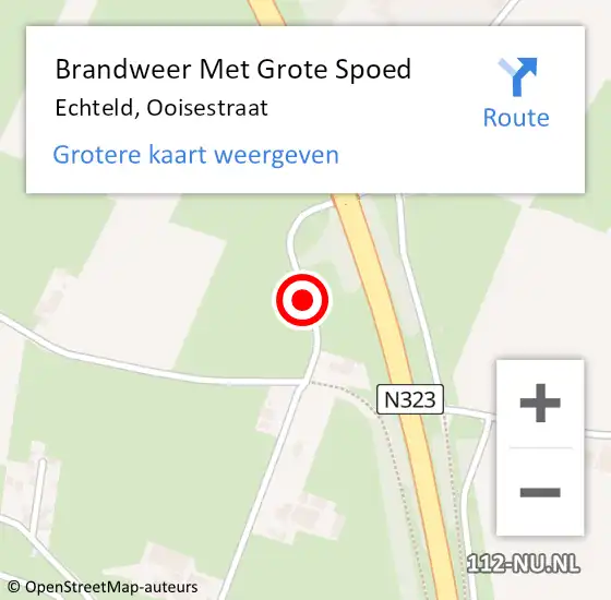 Locatie op kaart van de 112 melding: Brandweer Met Grote Spoed Naar Echteld, Ooisestraat op 22 april 2020 15:21