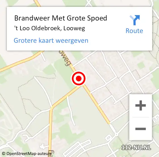 Locatie op kaart van de 112 melding: Brandweer Met Grote Spoed Naar 't Loo Oldebroek, Looweg op 22 april 2020 15:22