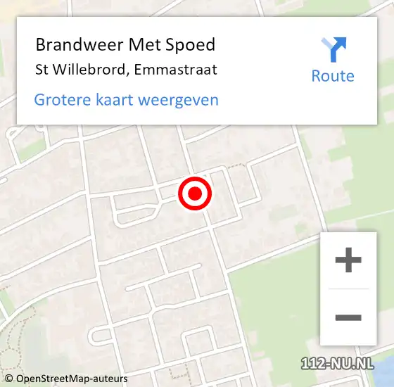 Locatie op kaart van de 112 melding: Brandweer Met Spoed Naar St Willebrord, Emmastraat op 22 april 2020 15:38