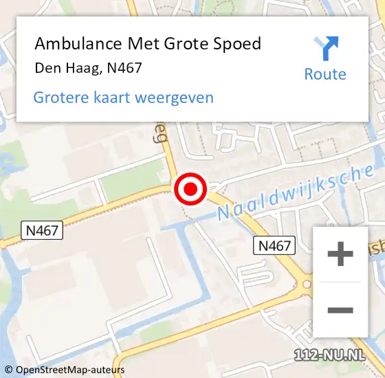 Locatie op kaart van de 112 melding: Ambulance Met Grote Spoed Naar Den Haag, N467 op 22 april 2020 15:39