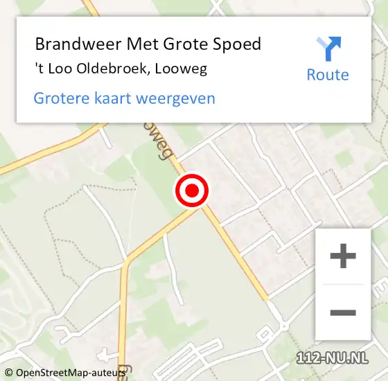 Locatie op kaart van de 112 melding: Brandweer Met Grote Spoed Naar 't Loo Oldebroek, Looweg op 22 april 2020 15:40