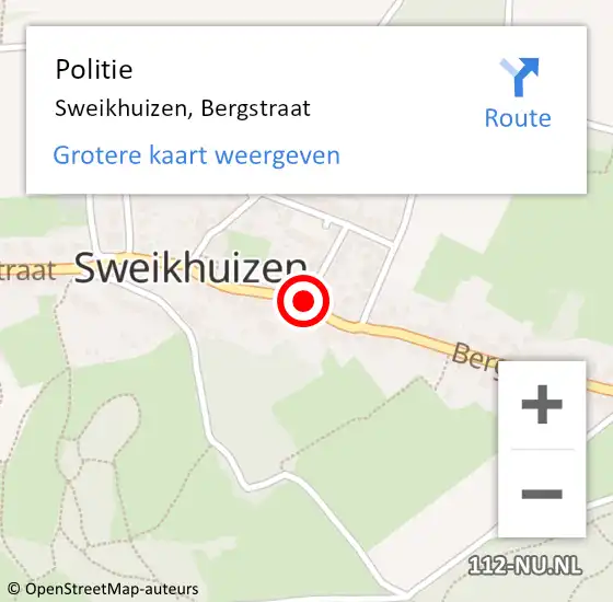 Locatie op kaart van de 112 melding: Politie Sweikhuizen, Bergstraat op 22 april 2020 15:42