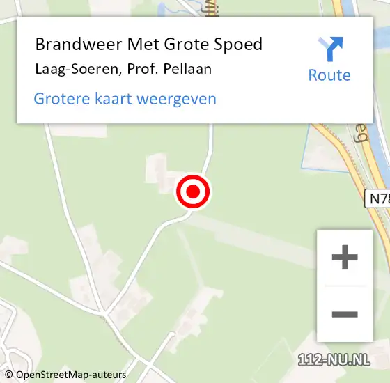 Locatie op kaart van de 112 melding: Brandweer Met Grote Spoed Naar Laag-Soeren, Prof. Pellaan op 22 april 2020 15:44