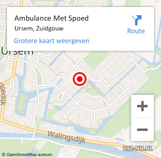 Locatie op kaart van de 112 melding: Ambulance Met Spoed Naar Ursem, Zuidgouw op 22 april 2020 15:51