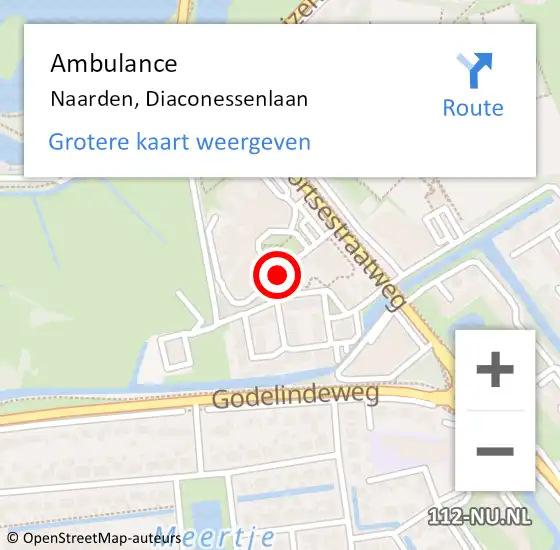 Locatie op kaart van de 112 melding: Ambulance Naarden, Diaconessenlaan op 22 april 2020 15:51