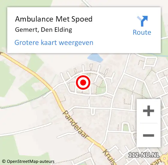 Locatie op kaart van de 112 melding: Ambulance Met Spoed Naar Gemert, Den Elding op 22 april 2020 16:58