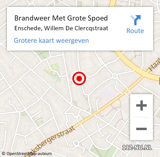 Locatie op kaart van de 112 melding: Brandweer Met Grote Spoed Naar Enschede, Willem De Clercqstraat op 22 april 2020 17:02