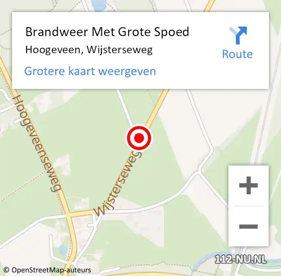 Locatie op kaart van de 112 melding: Brandweer Met Grote Spoed Naar Hoogeveen, Wijsterseweg op 22 april 2020 17:05