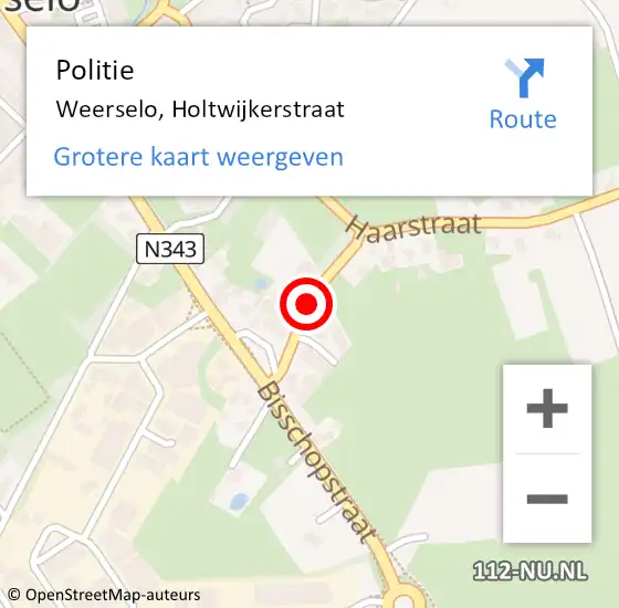 Locatie op kaart van de 112 melding: Politie Weerselo, Holtwijkerstraat op 22 april 2020 17:23