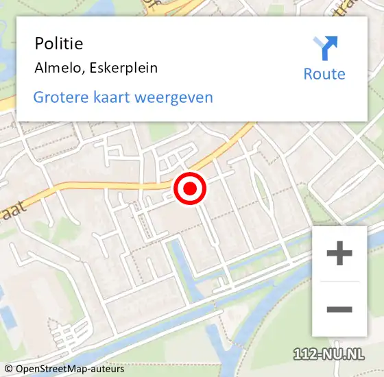 Locatie op kaart van de 112 melding: Politie Almelo, Eskerplein op 22 april 2020 17:26