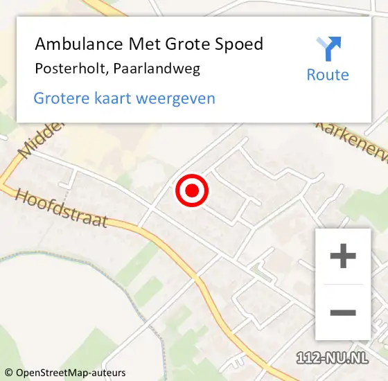 Locatie op kaart van de 112 melding: Ambulance Met Grote Spoed Naar Posterholt, Paarlandweg op 4 mei 2014 19:51