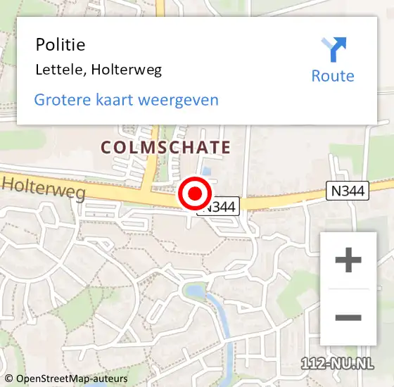 Locatie op kaart van de 112 melding: Politie Lettele, Holterweg op 22 april 2020 17:47