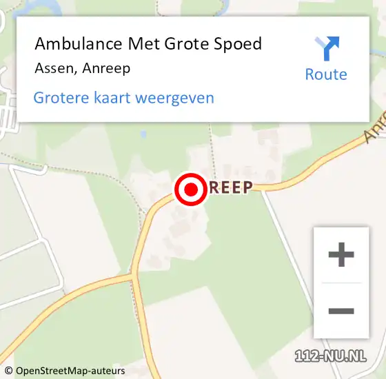 Locatie op kaart van de 112 melding: Ambulance Met Grote Spoed Naar Assen, Anreep op 22 april 2020 17:57