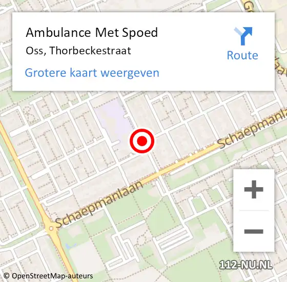 Locatie op kaart van de 112 melding: Ambulance Met Spoed Naar Oss, Thorbeckestraat op 22 april 2020 19:04