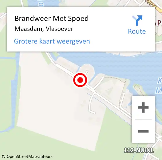 Locatie op kaart van de 112 melding: Brandweer Met Spoed Naar Maasdam, Vlasoever op 22 april 2020 19:05