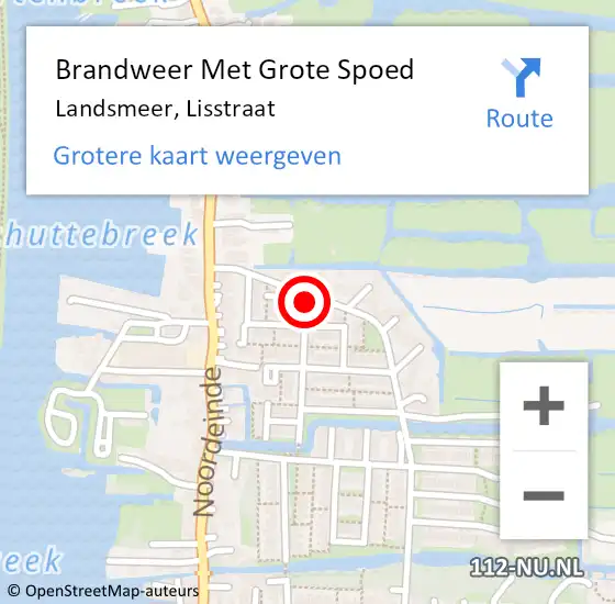 Locatie op kaart van de 112 melding: Brandweer Met Grote Spoed Naar Landsmeer, Lisstraat op 22 april 2020 19:33