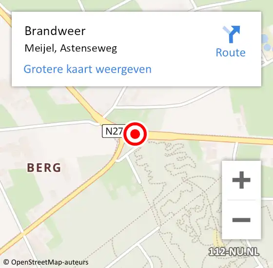 Locatie op kaart van de 112 melding: Brandweer Meijel, Astenseweg op 22 april 2020 20:00