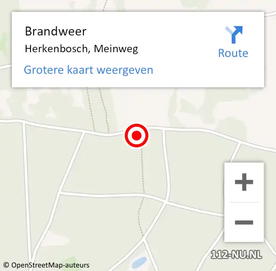 Locatie op kaart van de 112 melding: Brandweer Herkenbosch, Meinweg op 22 april 2020 21:02