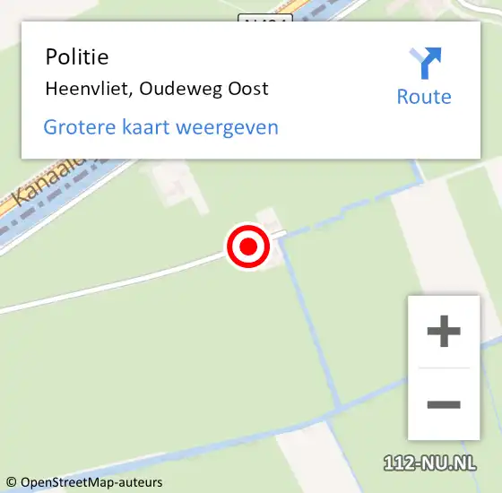 Locatie op kaart van de 112 melding: Politie Heenvliet, Oudeweg Oost op 22 april 2020 21:07