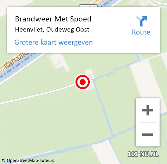 Locatie op kaart van de 112 melding: Brandweer Met Spoed Naar Heenvliet, Oudeweg Oost op 22 april 2020 21:08