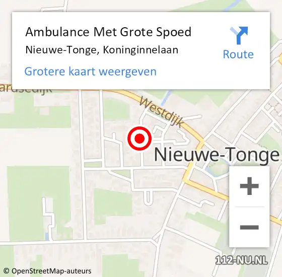 Locatie op kaart van de 112 melding: Ambulance Met Grote Spoed Naar Nieuwe-Tonge, Koninginnelaan op 22 april 2020 21:13