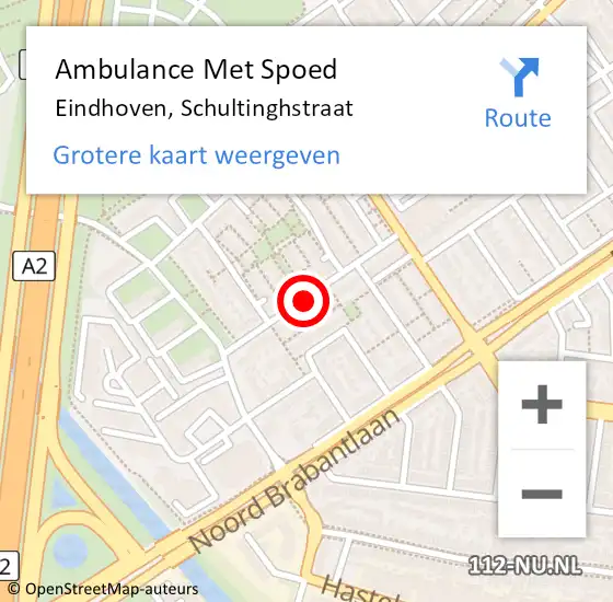 Locatie op kaart van de 112 melding: Ambulance Met Spoed Naar Eindhoven, Schultinghstraat op 22 april 2020 22:16