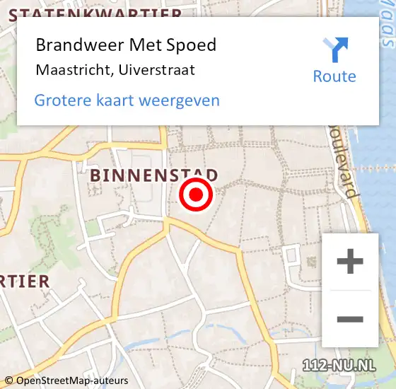 Locatie op kaart van de 112 melding: Brandweer Met Spoed Naar Maastricht, Uiverstraat op 22 april 2020 22:56