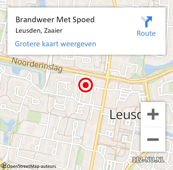 Locatie op kaart van de 112 melding: Brandweer Met Spoed Naar Leusden, Zaaier op 23 april 2020 00:00