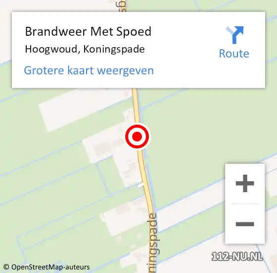 Locatie op kaart van de 112 melding: Brandweer Met Spoed Naar Hoogwoud, Koningspade op 23 april 2020 00:15