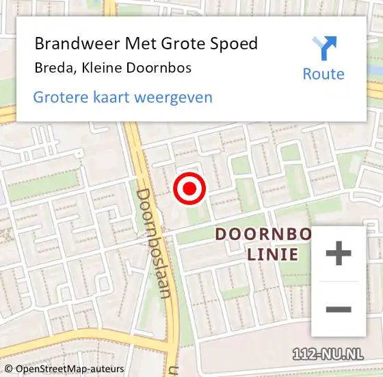 Locatie op kaart van de 112 melding: Brandweer Met Grote Spoed Naar Breda, Kleine Doornbos op 23 april 2020 02:40