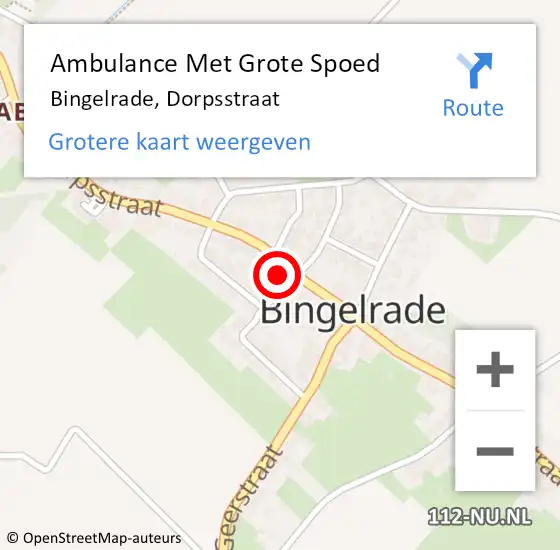 Locatie op kaart van de 112 melding: Ambulance Met Grote Spoed Naar Bingelrade, Dorpsstraat op 30 september 2013 21:35