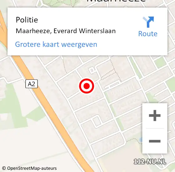 Locatie op kaart van de 112 melding: Politie Maarheeze, Everard Winterslaan op 23 april 2020 08:02