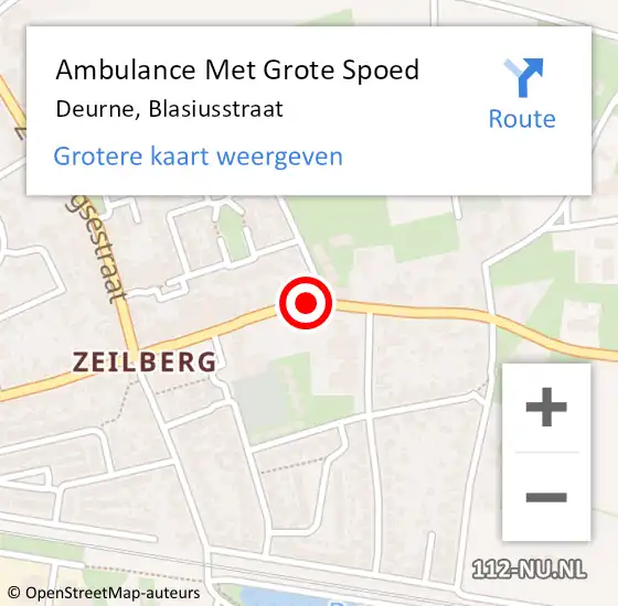 Locatie op kaart van de 112 melding: Ambulance Met Grote Spoed Naar Deurne, Blasiusstraat op 23 april 2020 08:23