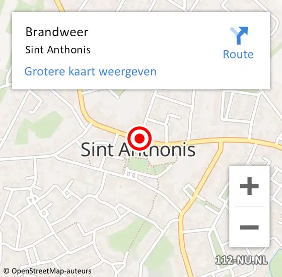 Locatie op kaart van de 112 melding: Brandweer St Anthonis op 23 april 2020 09:11