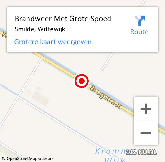 Locatie op kaart van de 112 melding: Brandweer Met Grote Spoed Naar Smilde, Wittewijk op 23 april 2020 09:12