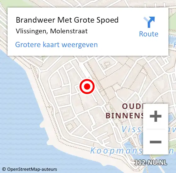 Locatie op kaart van de 112 melding: Brandweer Met Grote Spoed Naar Vlissingen, Molenstraat op 23 april 2020 09:34