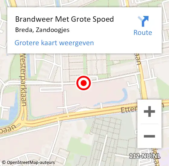 Locatie op kaart van de 112 melding: Brandweer Met Grote Spoed Naar Breda, Zandoogjes op 23 april 2020 10:31