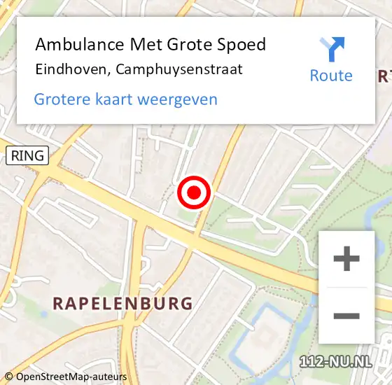 Locatie op kaart van de 112 melding: Ambulance Met Grote Spoed Naar Eindhoven, Camphuysenstraat op 23 april 2020 12:21