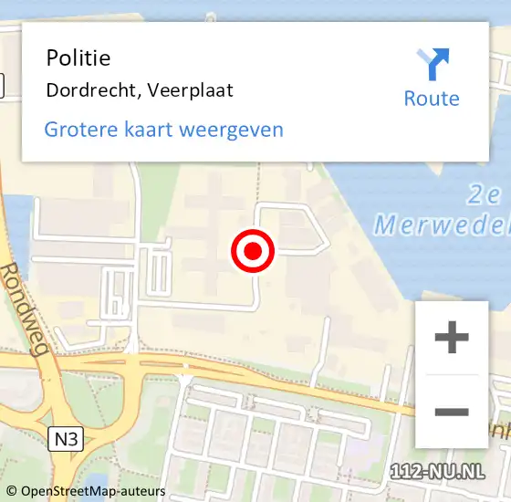 Locatie op kaart van de 112 melding: Politie Dordrecht, Veerplaat op 23 april 2020 12:22