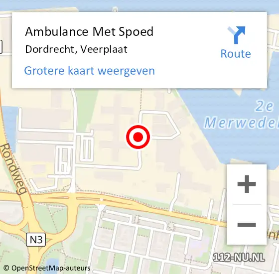 Locatie op kaart van de 112 melding: Ambulance Met Spoed Naar Dordrecht, Veerplaat op 23 april 2020 12:23