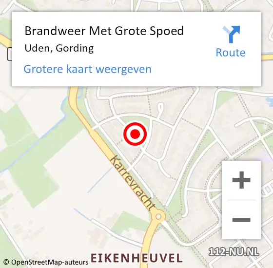 Locatie op kaart van de 112 melding: Brandweer Met Grote Spoed Naar Uden, Gording op 23 april 2020 12:48