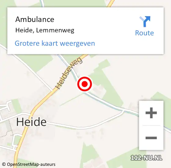 Locatie op kaart van de 112 melding: Ambulance Heide, Lemmenweg op 4 mei 2014 21:22