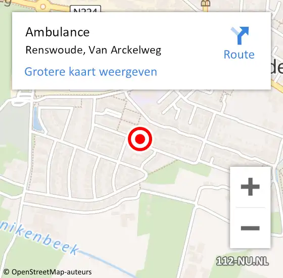 Locatie op kaart van de 112 melding: Ambulance Renswoude, Van Arckelweg op 4 mei 2014 21:30