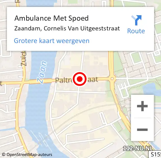 Locatie op kaart van de 112 melding: Ambulance Met Spoed Naar Zaandam, Cornelis Van Uitgeeststraat op 23 april 2020 14:37