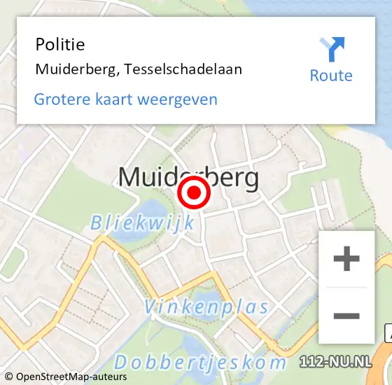 Locatie op kaart van de 112 melding: Politie Muiderberg, Tesselschadelaan op 23 april 2020 15:08