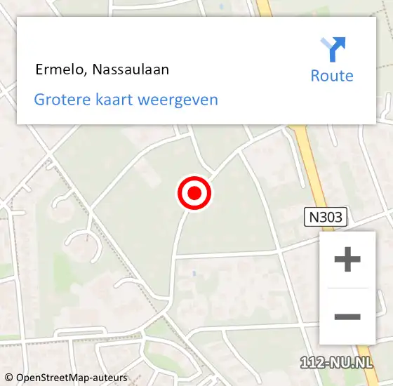 Locatie op kaart van de 112 melding:  Ermelo, Nassaulaan op 23 april 2020 15:11