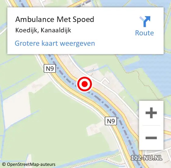 Locatie op kaart van de 112 melding: Ambulance Met Spoed Naar Koedijk, Kanaaldijk op 23 april 2020 16:08