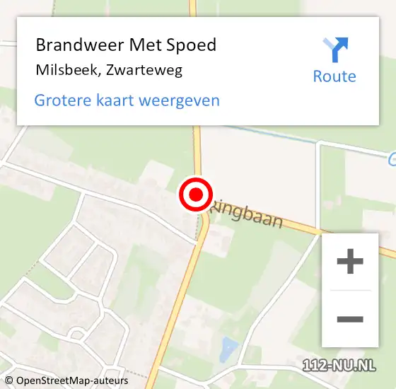 Locatie op kaart van de 112 melding: Brandweer Met Spoed Naar Milsbeek, Zwarteweg op 23 april 2020 16:13