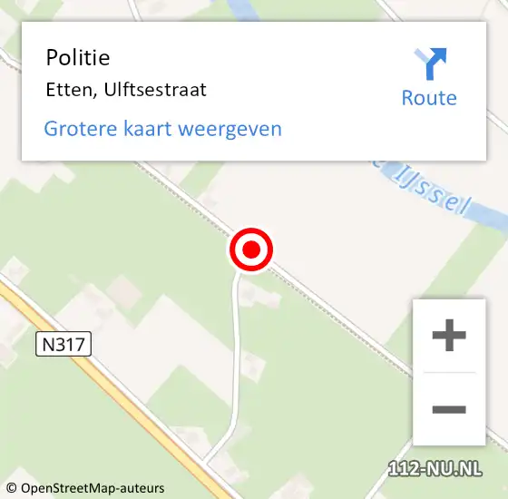 Locatie op kaart van de 112 melding: Politie Etten, Ulftsestraat op 23 april 2020 16:21