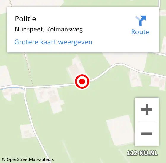 Locatie op kaart van de 112 melding: Politie Nunspeet, Kolmansweg op 23 april 2020 16:21